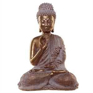 Buddha 325 siddende guldfarvet h:23cm